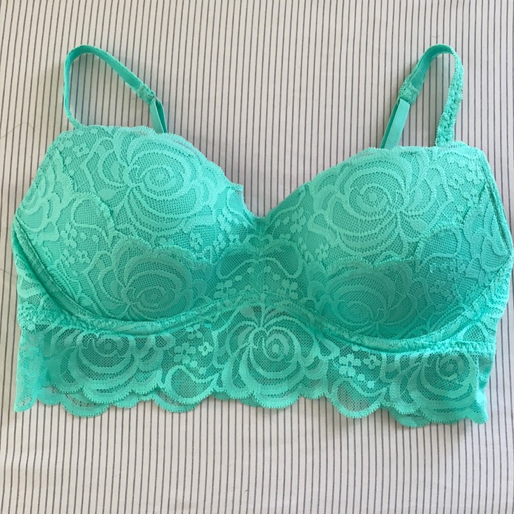 Victoria Secret Seafoam Green Lace Padded Bralette